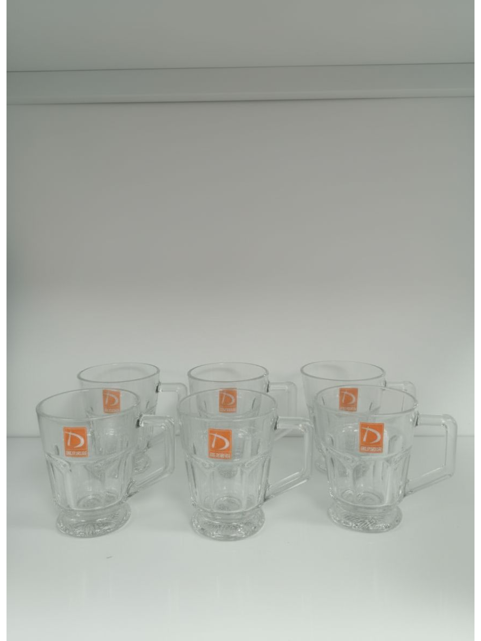 Deli Glass Mug Set – 6-Piece Clear Glass Coffee & Tea Cups