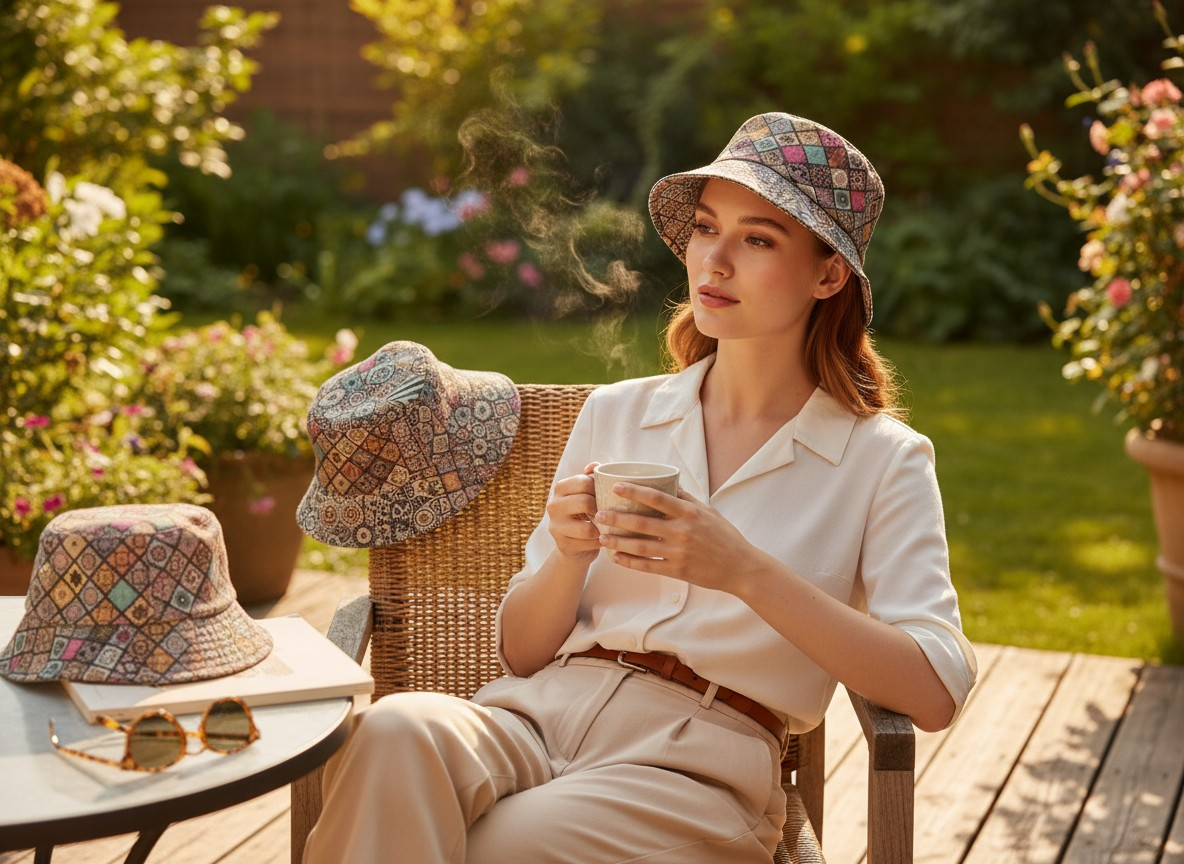 Mosaic Patterned Cotton Bucket Hat & Caps – Stylish Summer Sun Hat & Caps for Women & Men
