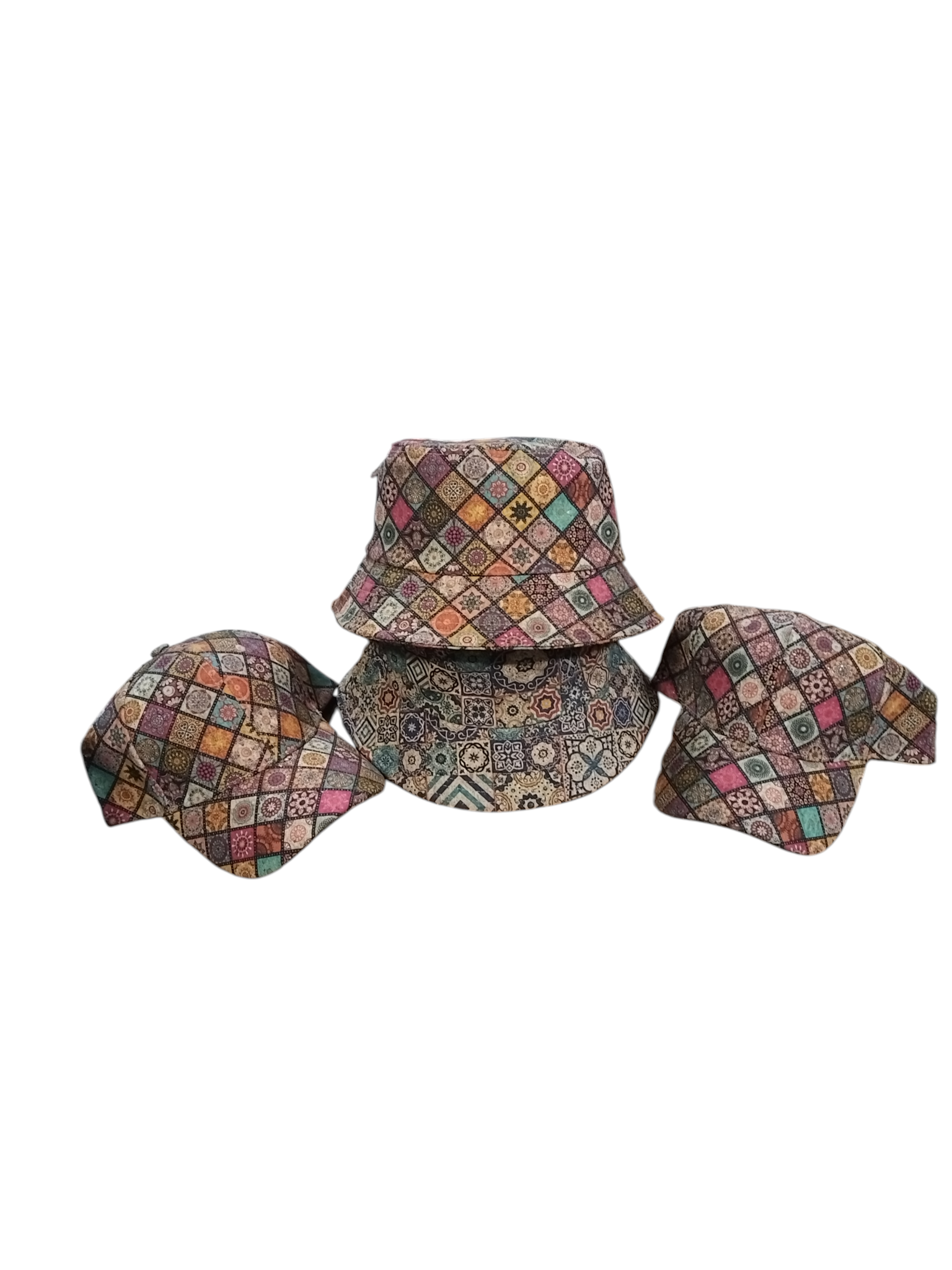 Mosaic Patterned Cotton Bucket Hat & Caps – Stylish Summer Sun Hat & Caps for Women & Men